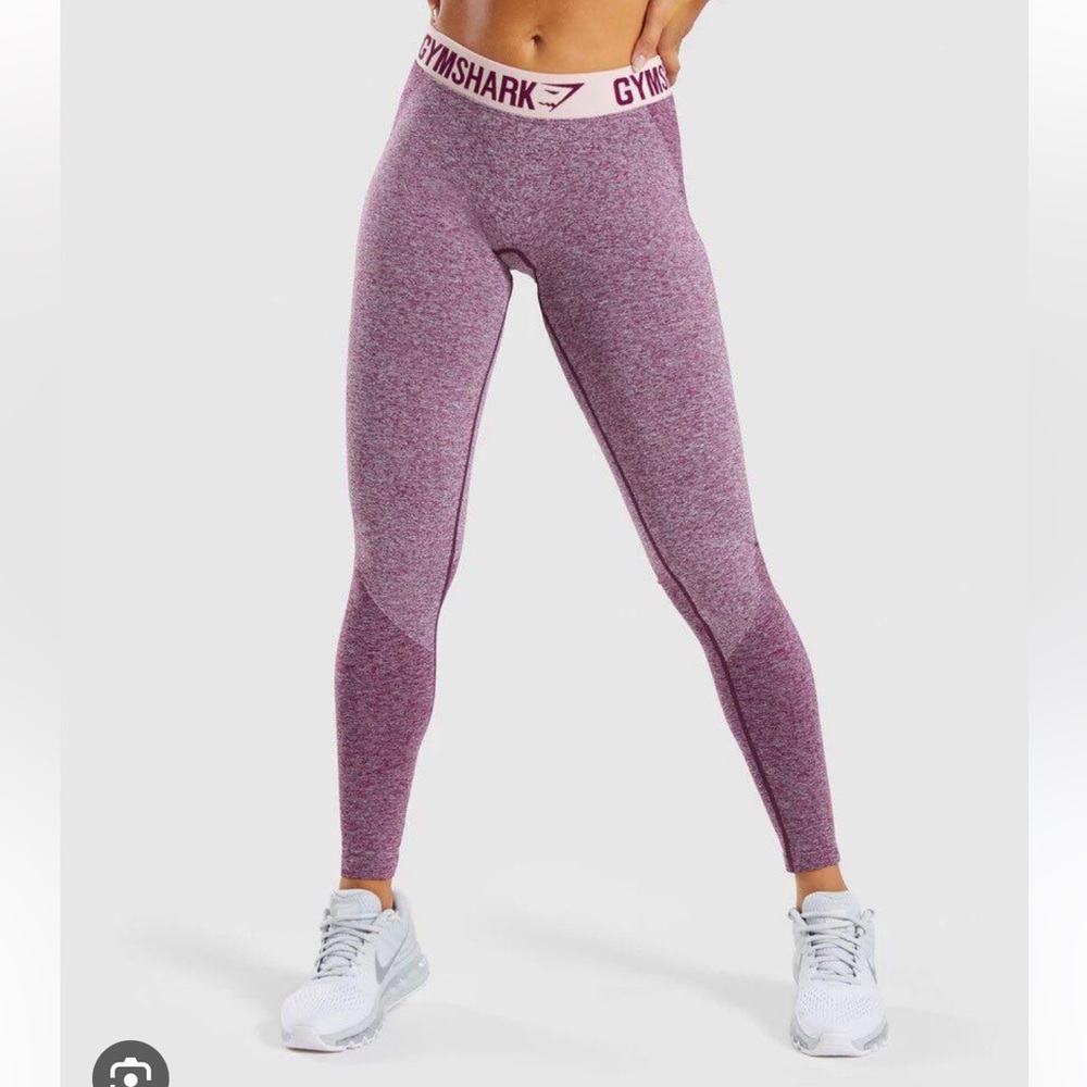 Gymshark Flex Leggings in Dark Ruby Marl/Blush Nude, Size Medium
